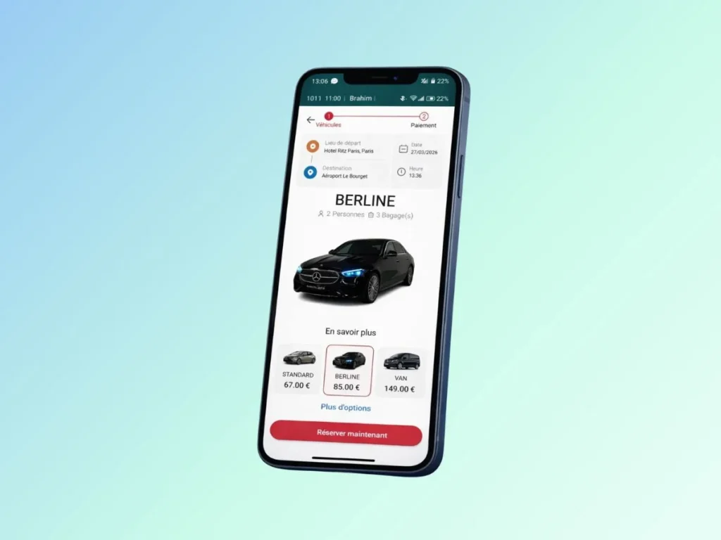 Application client Taxi - VTC Driver Connect pour réserver une course depuis un smartphone