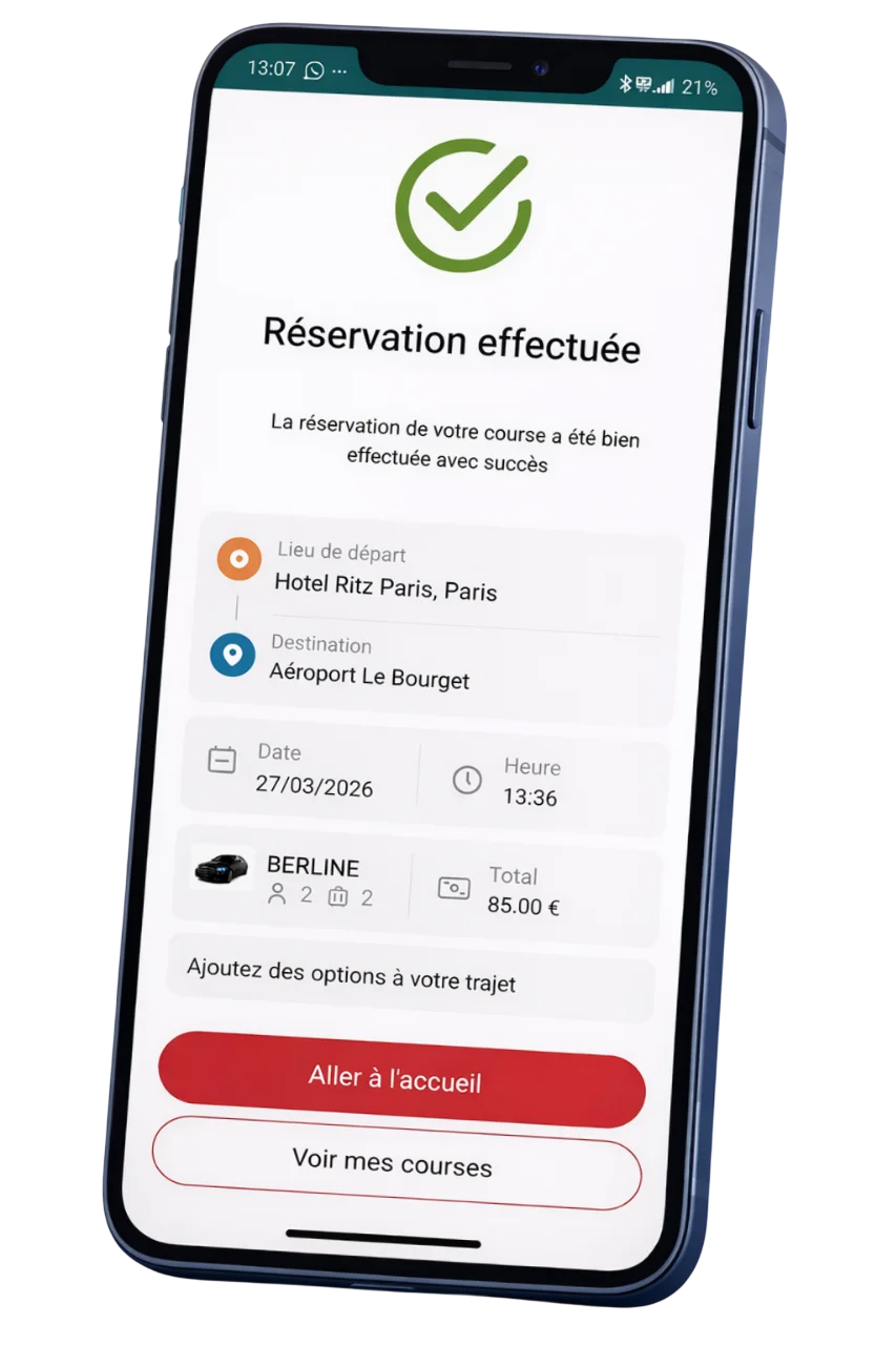 Historique des courses dans l’application client Driver Connect