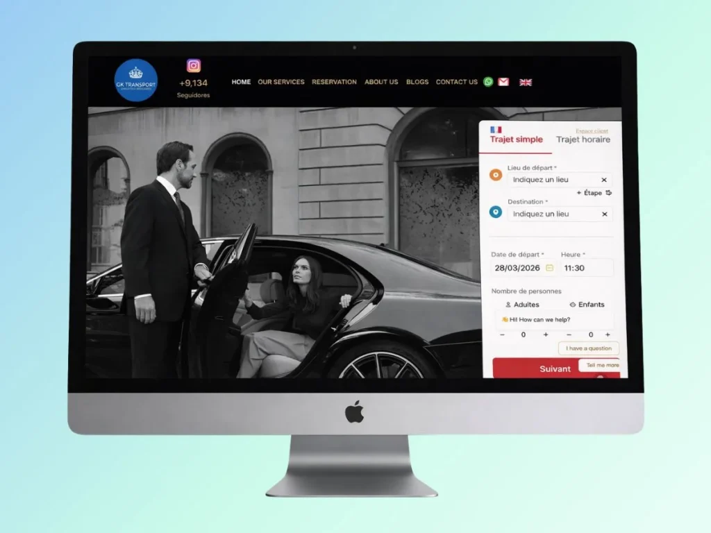 Système de réservation Taxi - VTC en ligne intégré à un site chauffeur privé
